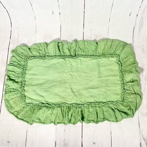 Bella Notte Linen Whisper green ruffle pillow 12x24”